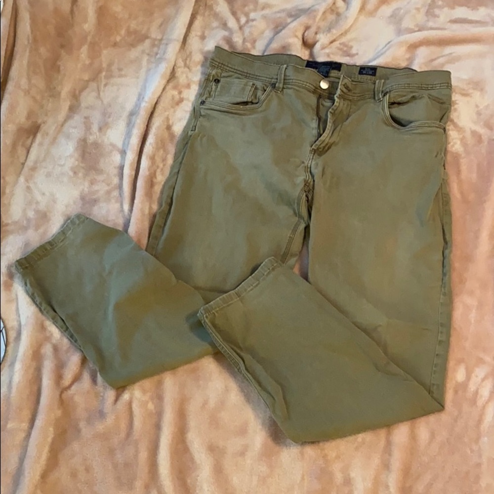 Olive Green, slim fit pants